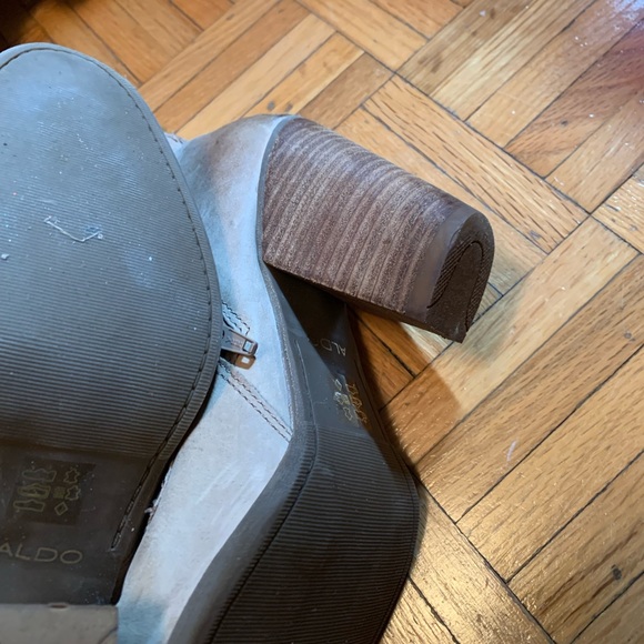 Genuine Leather Aldo Light Tan High Heel Lace Up Boots Ankle Booties Vintage - Picture 10 of 12